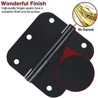 Rounded Door Hinges 3-1/2" x 3.5 Inch, 5/8 Radius, Matte Black 3 ½" 36 Pack No Squeak,Interior Hinge for Doors Office Bed Room,Outdoor Window,Constructition Iron Hardware for House Home Flat