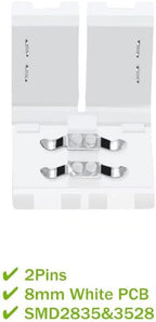 LightingWill 10pcs Pack Strip to Strip Unwired Gapless Solderless Snap Down 2Pin Conductor LED Strip Connector for 8mm Wide 3528 2835 Single Color Flex LED Strips