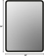 24x32 Black Bathroom Mirror, Black Matte Metal Framed Vanity Mirror, Rounded Rectangle Mirror, Anti-Rust, Shatterproof (Horizontal/Vertical)