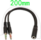 ZJKJHJY 3.5mm Audio Y Splitter Cable, Headphone and Microphone Adapter, 200mm Braided Cable, 2-Pack, Black