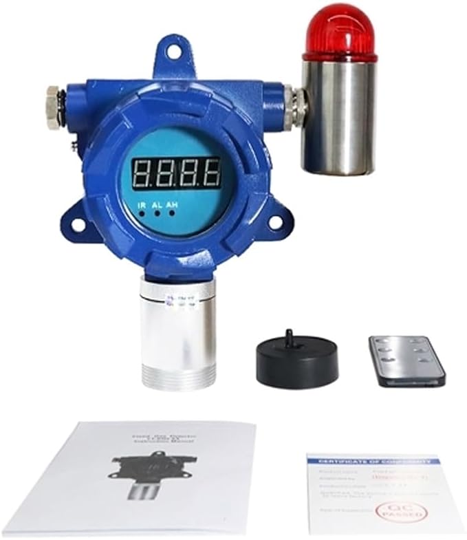 ATO Fixed Carbon Monoxide Gas Detector, 4-20mA Signal Output, CO Gas Leak Detector 0 to 100/500/1000 ppm, with Sound and Light Alarm (0-100ppm, Relay Output:1NO+1NC)
