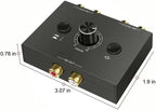 RCA Stereo Audio Switcher R/L Audio Selector Splitter 2(1)-in-1(2)-Out Audio Selector Switch Box with One Key Mute and Switch Compatible Active Speaker,PC,Ipad,etc