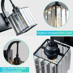 FDPBY Crystal Vanity Lights 3-Light Black Bathroom Vanity Lights Modern Crystal Bathroom Light Fixtures Over Mirror 23.62" Long Vanity Light for Bathroom