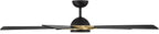 Rotary Indoor and Outdoor 5-Blade 65in Smart Home Ceiling Fan in Matte Black Soft Brass with 2700-3000-4000-5000K Selectable LED Light Kit and Remote Control works with iOS or Android WAC App