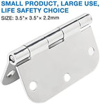 18 Pack Interior Door Hinges Polished Chrome 3.5 inch X 3-1/2" 5/8 Radius,3 ½"Bright Sliver Round Standard Hinge for Doors DIY Assembly Bifold Table Hardware Kit Home Accessories House Eseentials