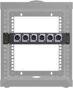 QiaoYoubang 10" 1U Mini Hinged D-Series Connectors Rack Panel 6D XLR HDMI Audio Rack Mount Panel for 10 inches Rack Mount or 10 inch Server Cabinet (1U10IN6D)
