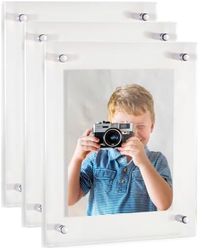 ArtToFrames 22x36 Inch Double Panel Floating Acrylic Picture Frame (Full Frame is 26x40) comes with Chrome Standoff Hardware, Made in the USA, 3 Pack