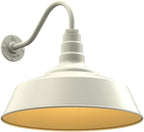 Steel Lighting Co. Large Outdoor Barn Light | Gooseneck Light Fixture | Made in America from 18-Gauge Steel | 20" Dome | 16" Gooseneck Cream Exterior/Brass Interior