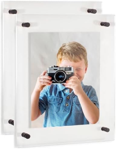 ArtToFrames 12x36 Inch Double Panel Floating Acrylic Picture Frame (Full Frame is 16x40) comes with Black Standoff Hardware, Made in the USA, 2 Pack