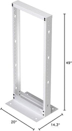 NavePoint 25U 2 Post Rack Open Frame Server Rack for 19 Inch Equipment, AV, Networking, Data & IT Devices, 2-Post Rack 25U 881lbs Weight Capacity, White