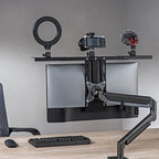 Mount Plus MDS12-2 All-In-One VESA Compatible Monitor Shelf for Device Organizer | Perfect for Online Meetings and Live Streaming Such As Cameras, Microphones, Spotlights, Webcams | Height Adjustable