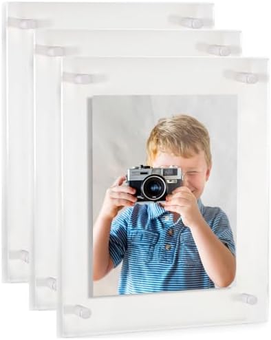 ArtToFrames 12x18 Inch Double Panel Floating Acrylic Picture Frame (Full Frame is 16x22) comes with White Standoff Hardware, Made in the USA, 3 Pack