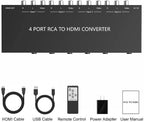 4 AV to HDMI RCA to HDMI Converter 1080P/720P 4 Way RCA Composite CVBS AV Switch to HDMI Converter Adapter Support 4:3/16:9 Switching For Sega Xbox PS1 PS2 PS3 N64 NGC SNES WII VHS VCR Camera DVD