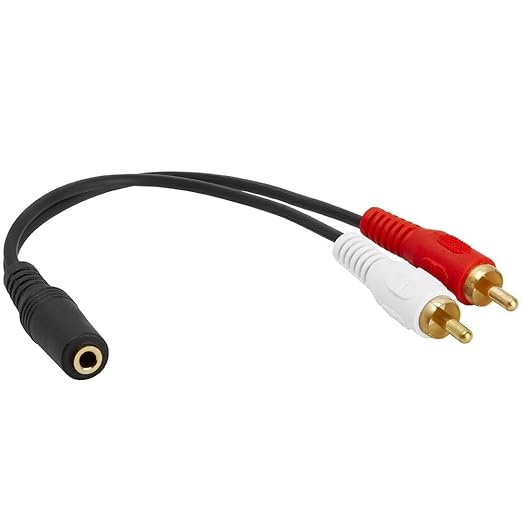 Cmple - [5 Pack 3.5mm Female Jack to 2 RCA Plugs Audio Stereo Adapter, 3.5mm Female to 2RCA Male Stereo Gold Plated
