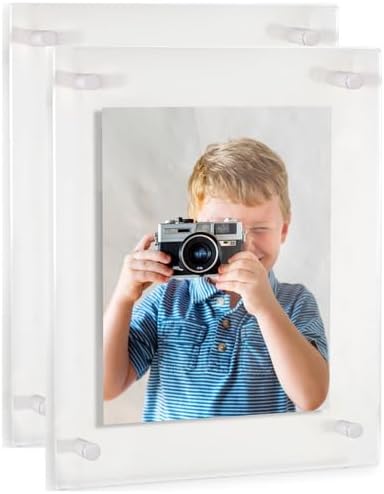 ArtToFrames 11x17 Inch Double Panel Floating Acrylic Picture Frame (Full Frame is 15x21) comes with White Standoff Hardware, Made in the USA, 2 Pack