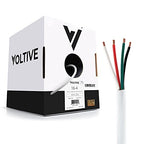Voltive 16/4 Speaker Wire, in-Wall CL3 & Direct Burial, White, 500ft - 16AWG, 4 Conductors, Stranded Oxygen-Free Copper, UL Listed - V-1211-6