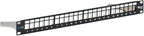 ICC 24-Port Blank Keystone Shielded 1U Patch Panel with 19” Rackmount Housing and Cable Support Bar for Slim Profile Keystone Jacks (Sold Separately), Protects Against EMI, UL Listed, IC107PPS6A