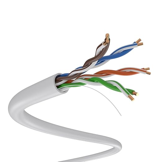 SolidLink CAT5e Ethernet Cable 1000ft – 24AWG Solid CCA UTP Unshielded CAT 5e, High Speed Lan Network, RJ45 Cable, Easy Pull Box Ethernet Cord (White)