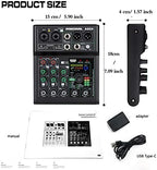 4 Channel Audio Mixer With Effects 88 Dsp Mixer Mixing Board Usb Interface Bluetooth Music Player + 48v Line Phantom Power Audio Mixer To Pc/Phone For Karaoke Record Livestream