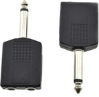HAHIYO 6.35 M-2x6.35 F-TS Stereo Plug Interconnect Audio One Male 6.35mm(1/4 inch) and Two Females 6.35mm(1/4Inch) Adapter Splitter Good Signal Sound Snap Tight Not Wobble for Guitar Black 2pcs