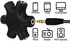 Onelinkmore Headphone Splitter - 5-Jack 3.5mm Audio Stereo Adapter for Headsets, Earbuds, Earphones - 1 Male to 4 Female With Stereo Cable