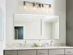 SOPEAS 4 Light Bathroom Light Fixtures, Brushed Nickel Modern Bathroom Vanity Light with Clear Glass Shade, Bathroom Lighting Fixtures Over Mirror, Vanity Lights for Bathroom Mirror