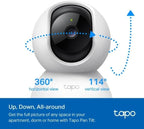 Tapo 2K Pan/Tilt Security Camera for Baby Monitor, Dog Camera w/Motion Detection, 2-Way Audio Siren, Night Vision, Cloud&SD Card Storage, Works w/Alexa & Google Assistant, 2-Pack (Tapo C210P2)