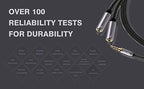 DUKABEL Long Headphone Splitter (4ft / 1.2m) Shielded 4-Pole TRRS 3.5 Y Splitter Cable 2-Way Female to Male Headphone Adapter Stereo Audio/Crystal-Nylon Braided / 24K Gold Plated / 99.99% 4N OFC