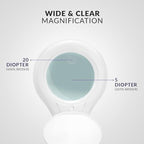 Neatfi (New Model) Bifocals 1,200 Lumens LED Magnifying Floor Lamp with Rolling Base, 5 Diopter with 20 Diopter, Dimmable, Adjustable Arm (5 Inches, White)