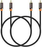FosPower Digital Audio Coaxial Cable [24K Gold Plated Connectors] Premium S/PDIF RCA Male to RCA Male for Home Theater, HDTV, Subwoofer, Hi-Fi Systems - 10ft/2Pack