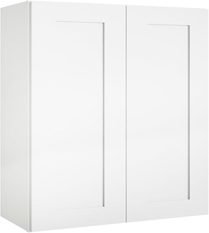 Wall Kitchen Cabinets, RTA Cabinets, White Shaker Cabinet, Wall Mounted, RTA Upper Cabinet, Modern for Kitchen and Bathroom with Door (White, 30" W x 42" H x 12" D)