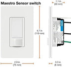 Lutron Maestro Motion Sensor Light Switch Indoor for Bathroom, Garage, Laundry Room, Closet, Occupancy Sensor Light Switch, Single-Pole, No Neutral, MS-OPS5M-BI