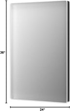 ISKM Modern 24"L x 36"W Silver Brushed Aluminum Alloy Mirror, Wall Mounted Vanity Mirror