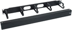 ICC 1U Ring Cable Manager Panel with Cover, Metal, 3" D-Rings, Horizontal Cable Management, Rackmount for 19” Network Racks, Black, Single Pack