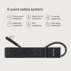 Belkin Power Strip Surge Protector with 6 AC Multiple Outlets - Flat Rotating Plug, 6 ft Long Heavy-Duty Extension Cord for Home, Office, Travel, Computer Desktop & Charging Brick (600 Joules) 3PK