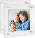 ArtToFrames 16x16 Inch Double Panel Floating Acrylic Picture Frame (Full Frame is 20x20) comes with Chrome Standoff Hardware, Made in the USA, 2 Pack