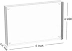 Meetu Acrylic Picture Frame 4x6,Clear Freestanding Double Sided 20mm Thickness Frameless Magnetic Photo Frames Desktop Display with Gift Box Package(1 Pack)