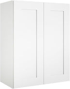 Wall Kitchen Cabinets, RTA Cabinets, White Shaker Cabinet, Wall Mounted, RTA Upper Cabinet, Modern for Kitchen and Bathroom with Door, 2 Adjustable Shelves (White, 24" W x 30" H x 12" D)