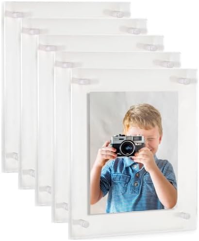 ArtToFrames 13x25 Inch Double Panel Floating Acrylic Picture Frame (Full Frame is 17x29) comes with White Standoff Hardware, Made in the USA, 5 Pack