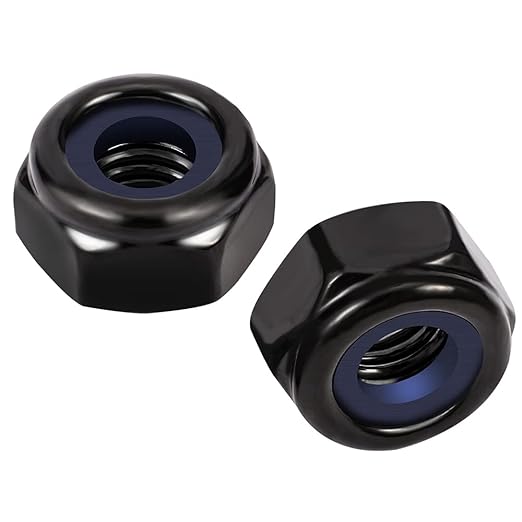 MewuDecor 1/4-20 Nylon Insert Hex Lock Nuts Locknuts, 304 Stainless Steel 18-8, Black Oxide, 25 PCS