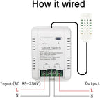 WiFi Temp-Humidity Controller Sensor Module Wireless Remote Control with Energy Consumption Monitoring, for Greenhouse, Homebrew, Climbing Pet Breeding, Incubator, Alexa Voice