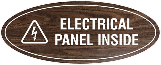 Signs ByLITA Oval Electrical Panel Inside Sign (Walnut) - Medium