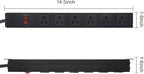3Pack Metal Wall Mount Power Strip, Mountable Power Outlet with 6 AC Outlets, Aluminum Alloy Mount Power Socket with Switch, 6 FT SJT 3/C 14AWG Power Cord, 15A 125V 1875W (6AC)