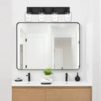 TODOLUZ 4-Lights Bathroom Vanity Light Fixtures, Black Modern Wall Lighting Over Mirror with Clear Glass Shade (E26 Bulb Base)