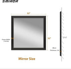 SMIROR Matte Black Bathroom Mirror for Over Sink 32x 32 inch, Metal Thick Frame Rectangle Vanity Mirror for Wall, Anti-Rust, Horizontally or Vertically Mounted