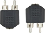 HAHIYO 3.2 F-2x3.2 RCA M Stereo Plug Interconnect Audio Two Males 3.2mm(1/8inch) and one Female 3.2mm(1/8inch) Adapter Splitter Good Signal Sound Snap Tight Not Wobble for Headphone Guitar Black 2pcs