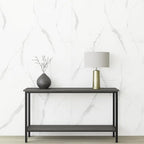 Dundee Deco Faux Marble Wall Panels - 2 ft X 4 ft - Glossy, Waterproof Indoor Wall Cladding - White, Grey Veins - Set of 4 - Covers 31 sq ft