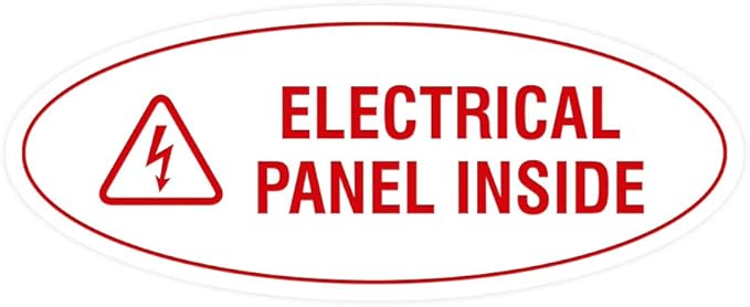 Signs ByLITA Oval Electrical Panel Inside Sign (White/Red) - Large