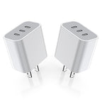 iPhone 16/17 Charger Block,USB C Charger [2 Pack] 35W 3-Port Wall Cube Fast Type C Charging Block PD Power Adapter for iPhone 17/17 Pro Max/16/16Pro/15/15Pro/14 Pro Max/13/12/11, iPad,Galaxy,Pixel 4/3