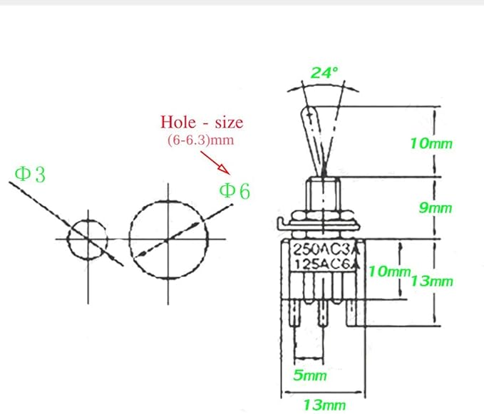 VONVOFF Toggle Switch,ON/Off SPST with Pre-soldered Wires,3v/5v/12v/24v/72v/110v/220v/240v/ Mini Toggle Switches for car,Truck, Light,Test Machine,Industrial Equipment.3 Pins 2Positions,10pcs (Black)